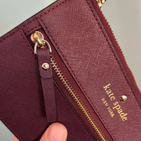 NWOT Kate Spade Maroon Wristlet with Gold Accents - Picture 6 of 6